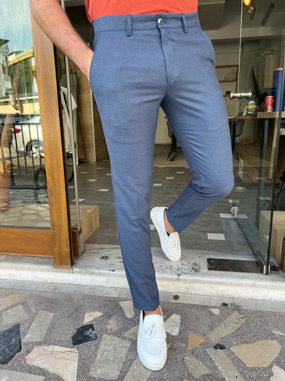 Tampa Blue Slim Fit Cotton Pants