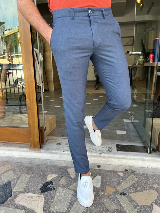 Tampa Blue Slim Fit Cotton Pants