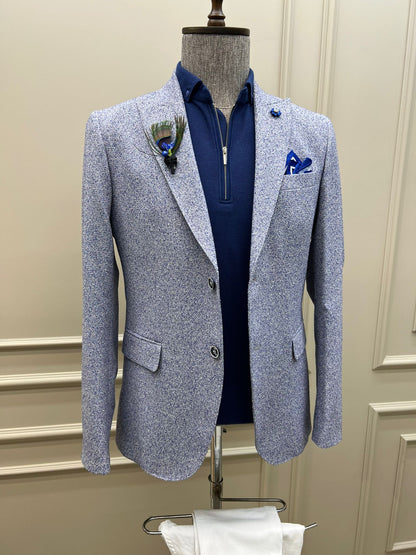 Tampa Blue Slim Fit Polka Dot Blazer