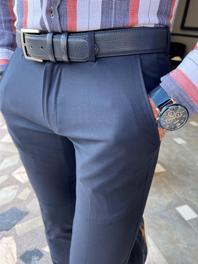 Tampa Dark Blue Slim Fit Cotton Pants
