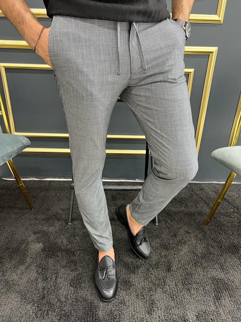 Tampa Gray Slim Fit Laced Pants for Effortless Style