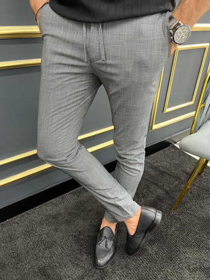 Tampa Gray Slim Fit Laced Pants for Effortless Style