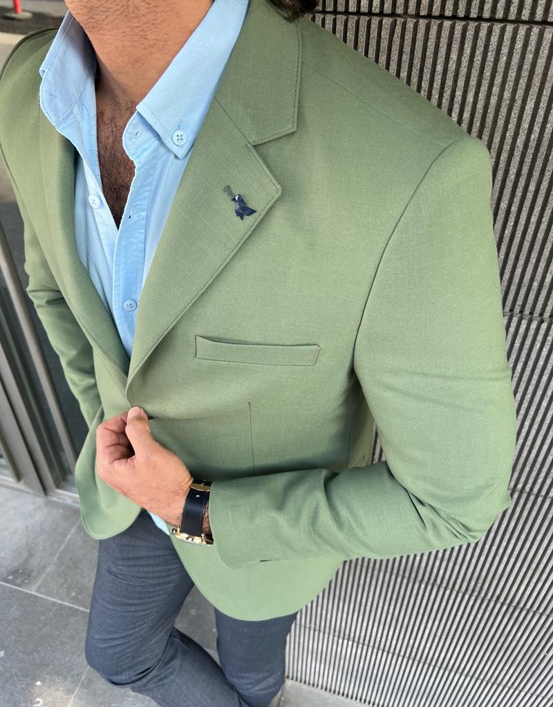 Tampa Green Slim Fit Wool Blazer - Elevate Your Wardrobe