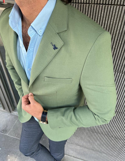 Tampa Green Slim Fit Wool Blazer - Elevate Your Wardrobe