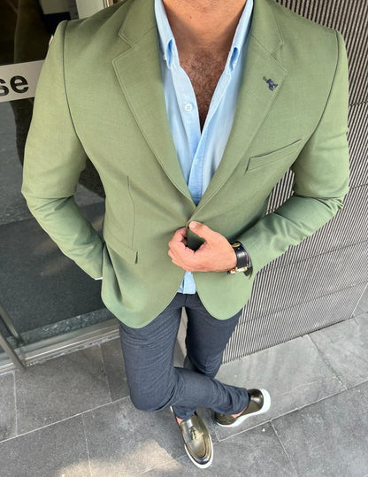 Tampa Green Slim Fit Wool Blazer - Elevate Your Wardrobe