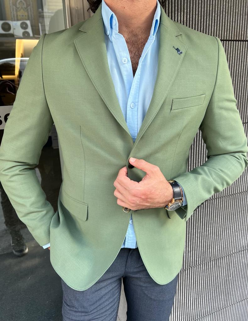 Tampa Green Slim Fit Wool Blazer - Elevate Your Wardrobe