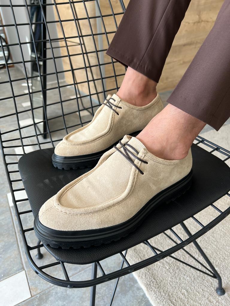 Tampa Beige Laced Suede Shoes: Elegance Meets Comfort