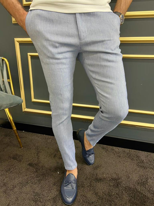 Tampa Light Blue Slim Fit Cotton Pants for Every Occasion