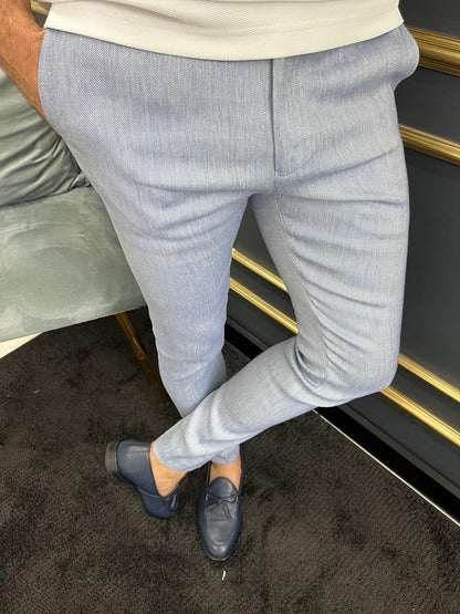 Tampa Light Blue Slim Fit Cotton Pants for Every Occasion