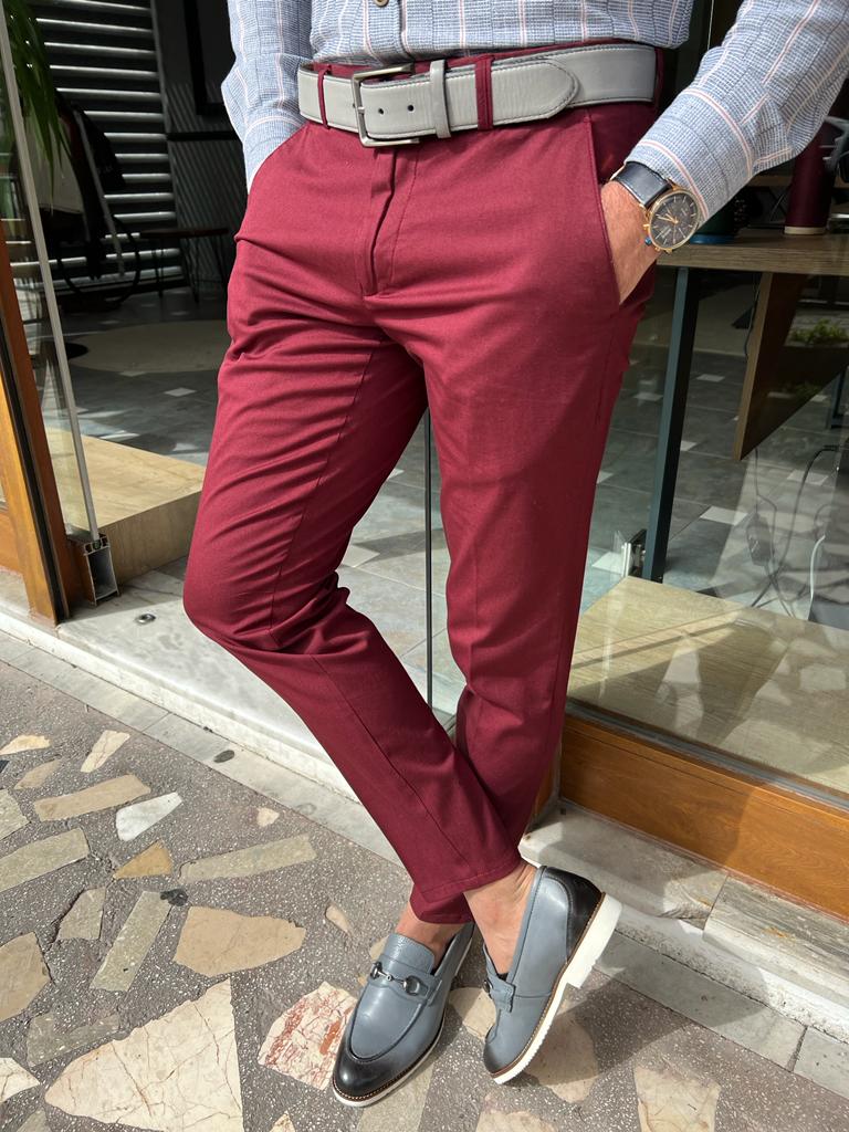 Tampa Red Slim Fit Cotton Pants for Every Occasion