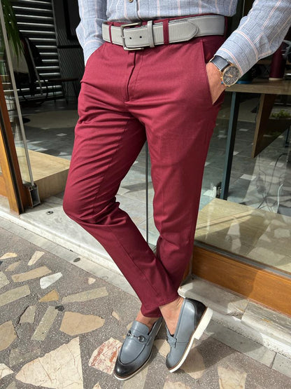Tampa Red Slim Fit Cotton Pants for Every Occasion