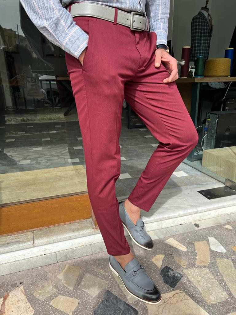 Tampa Red Slim Fit Cotton Pants for Every Occasion