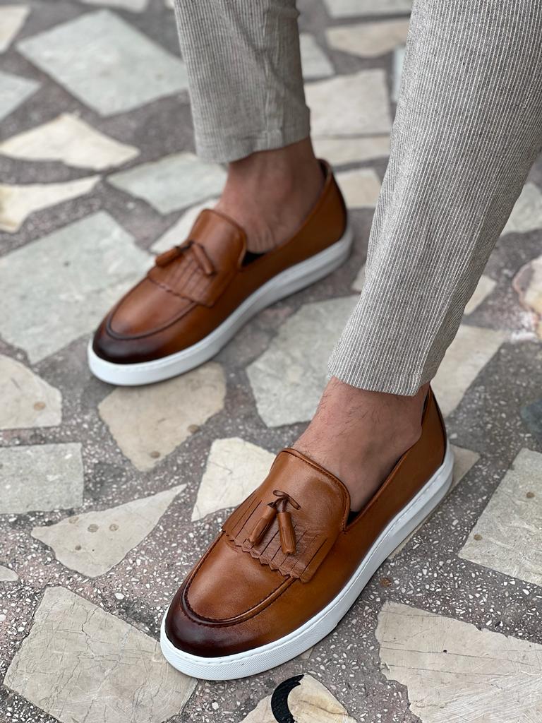 Tampa Tan Kiltie Loafers - Elegant Leather Footwear for Every Occasion