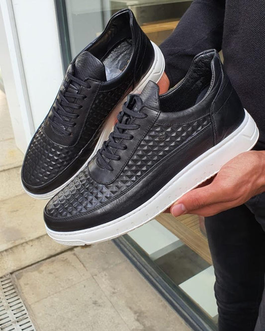 Yankton Black Mid-Top Sneakers - Premium Leather Style