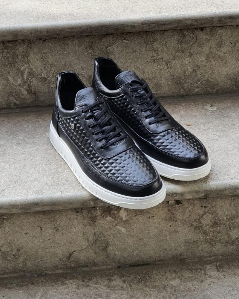 Yankton Black Mid-Top Sneakers - Premium Leather Style