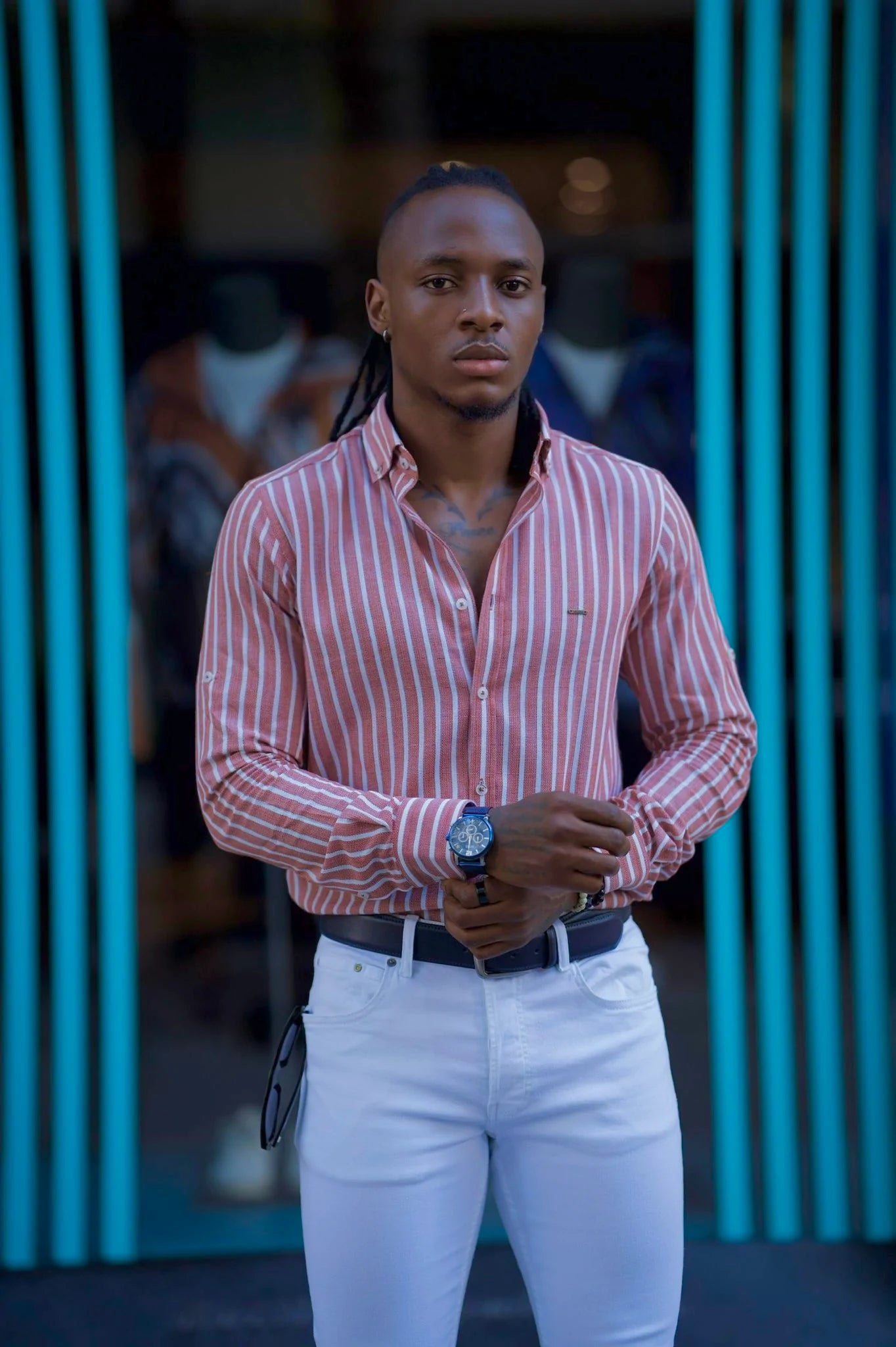 Brabion Milano Slim Fit Striped Camel Shirt - Versatile Elegance