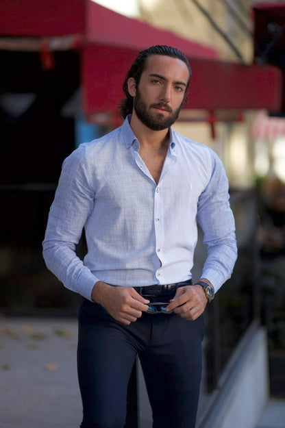 Brabion Milano Slim Fit White Striped Shirt