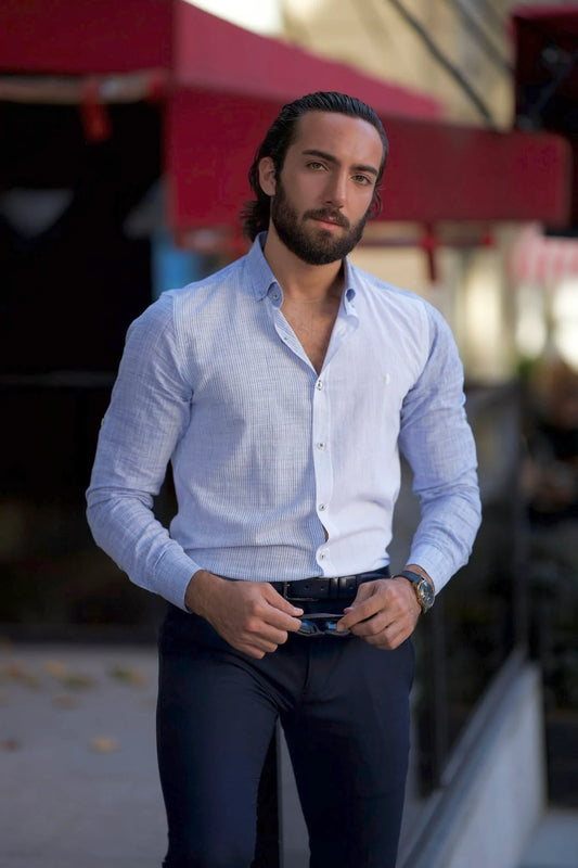 Brabion Milano Slim Fit White Striped Shirt