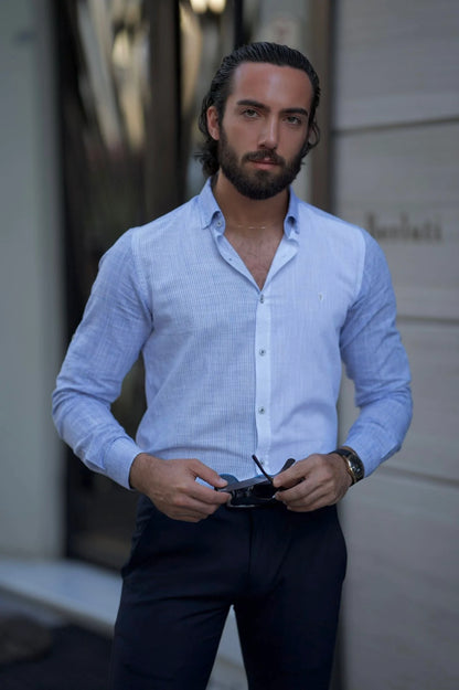 Brabion Milano Slim Fit White Striped Shirt