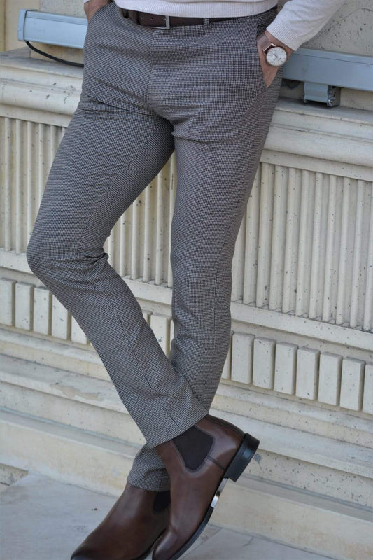 Vicenza Slim-fit Plaid Pants Beige - Ideal for Every Occasion