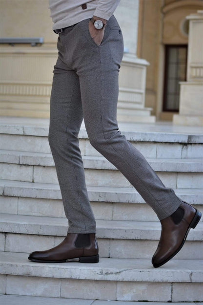 Vicenza Slim-fit Plaid Pants Beige - Ideal for Every Occasion
