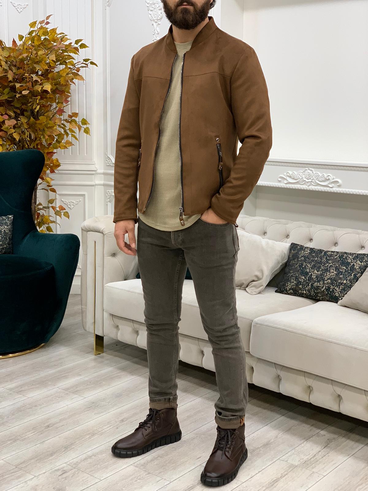 Bari Slim Fit Brown Jacket