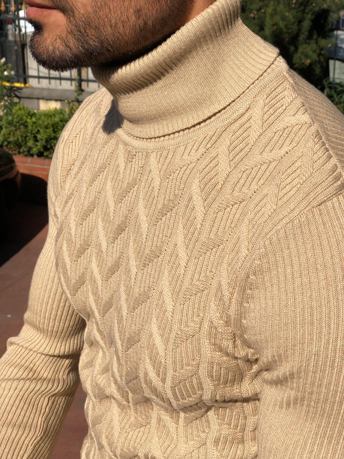 Calvin Slim-Fit Turtleneck Knitwear in Beige