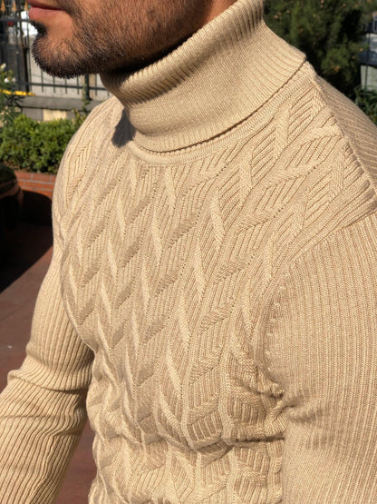Calvin Slim-Fit Turtleneck Knitwear in Beige
