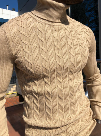 Calvin Slim-Fit Turtleneck Knitwear in Beige