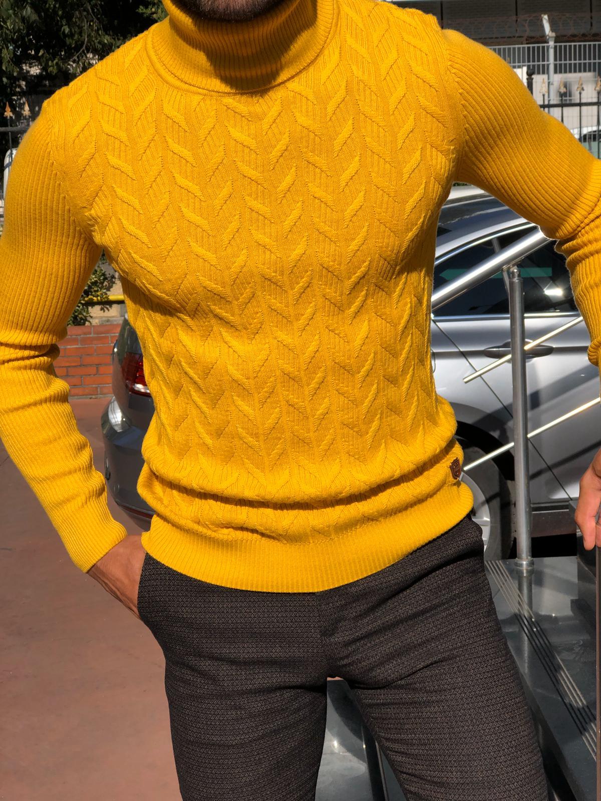 Calvin Slim-Fit Turtleneck Knitwear in Yellow