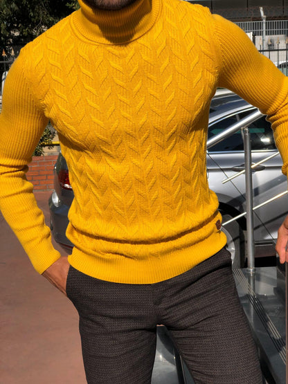 Calvin Slim-Fit Turtleneck Knitwear in Yellow