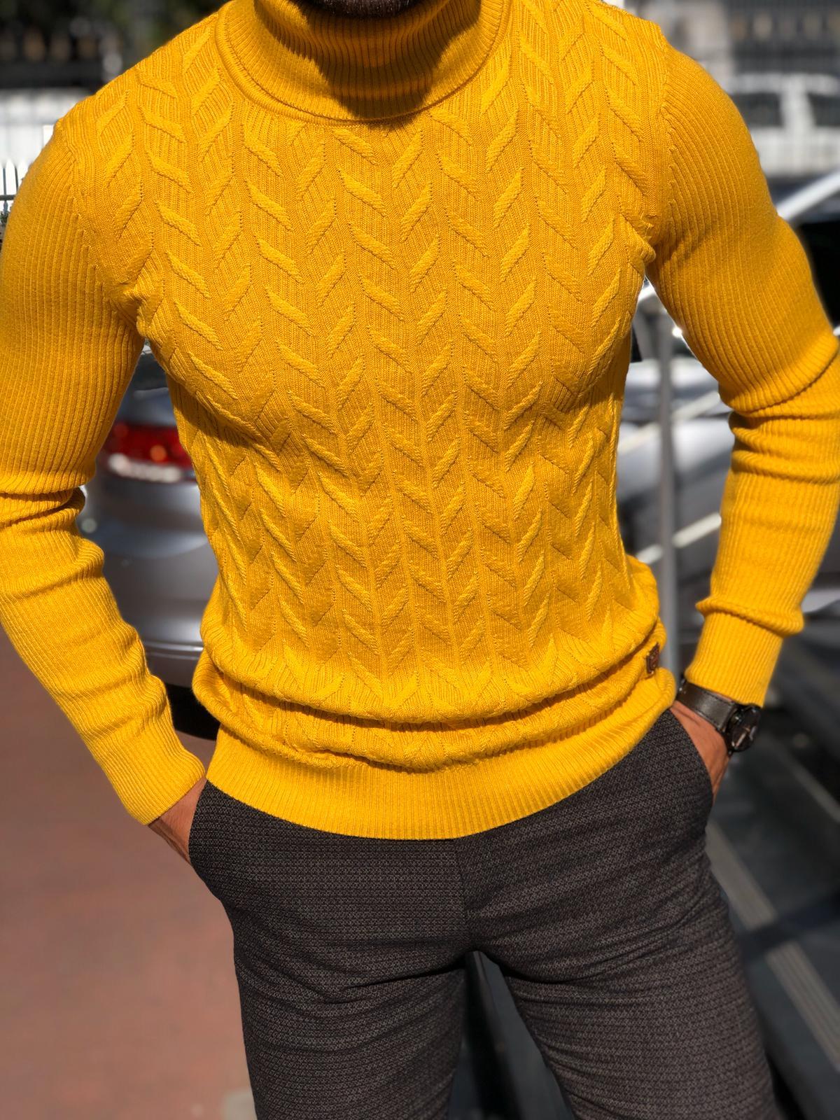 Calvin Slim-Fit Turtleneck Knitwear in Yellow