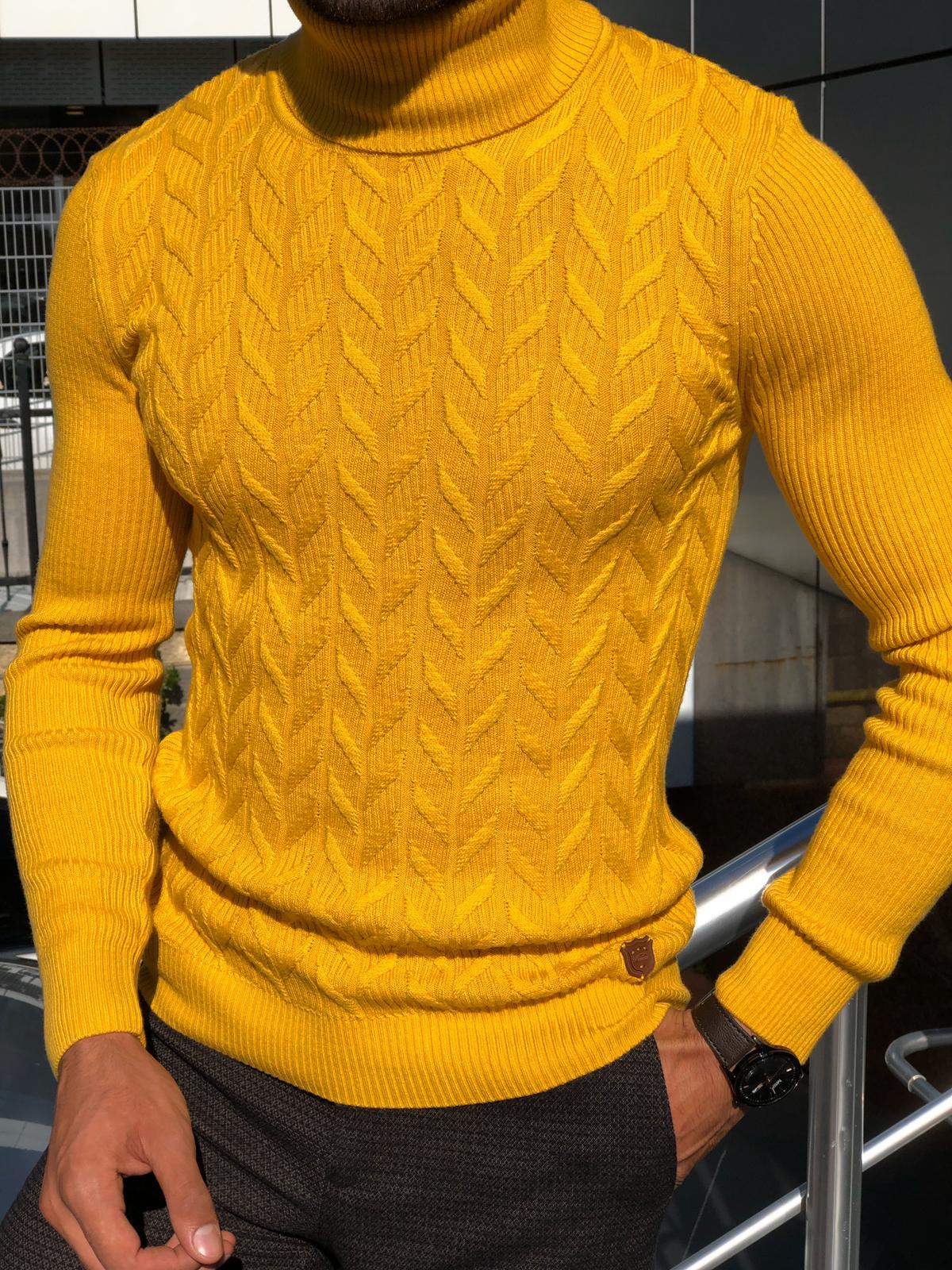 Calvin Slim-Fit Turtleneck Knitwear in Yellow