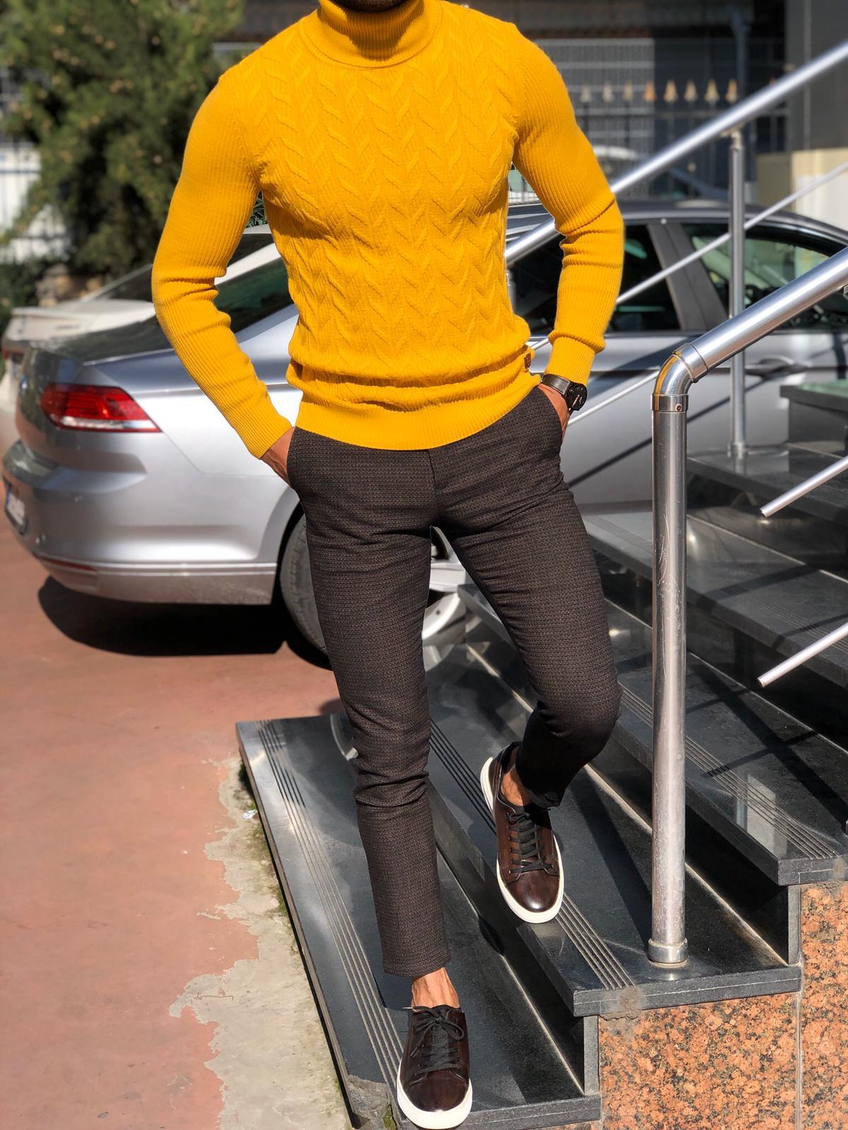 Calvin Slim-Fit Turtleneck Knitwear in Yellow