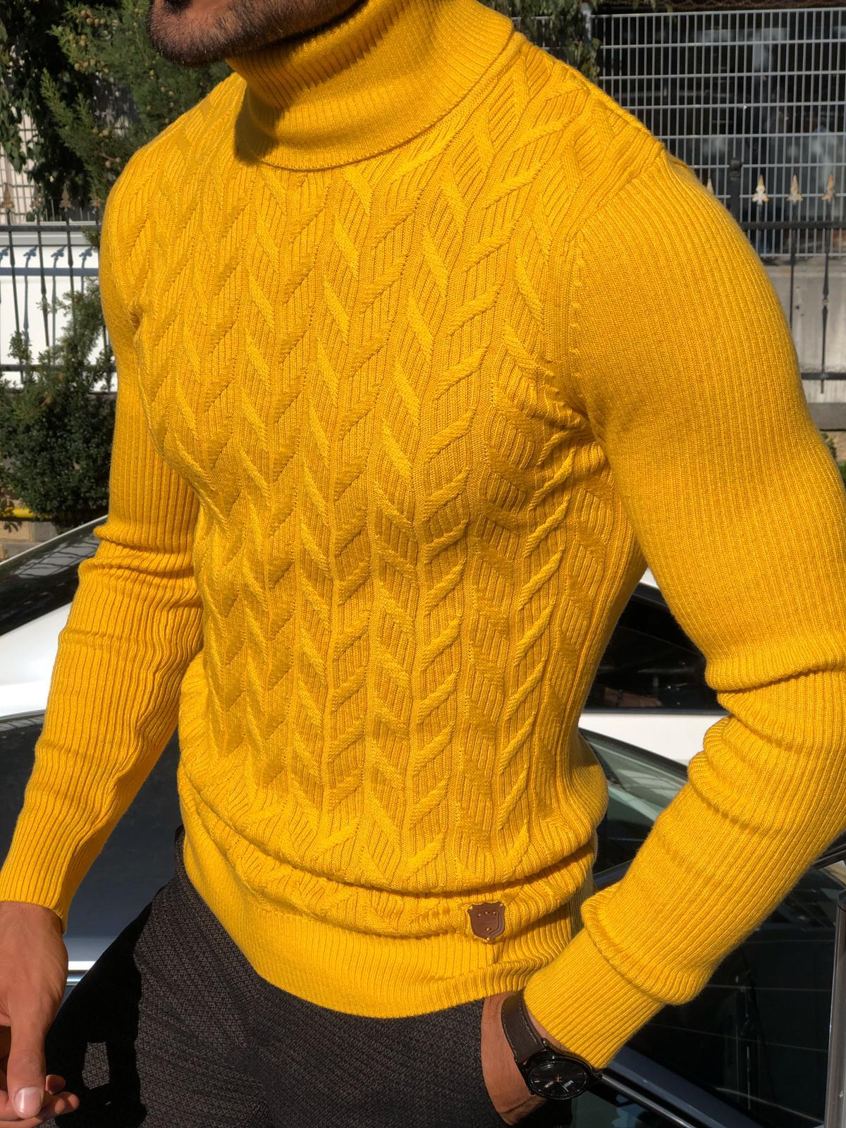 Calvin Slim-Fit Turtleneck Knitwear in Yellow