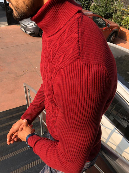 Calvin Slim-Fit Turtleneck Knitwear Red