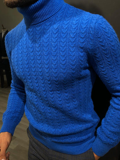 Calvin Slim-Fit Wool Turtleneck Knitwear in Sax