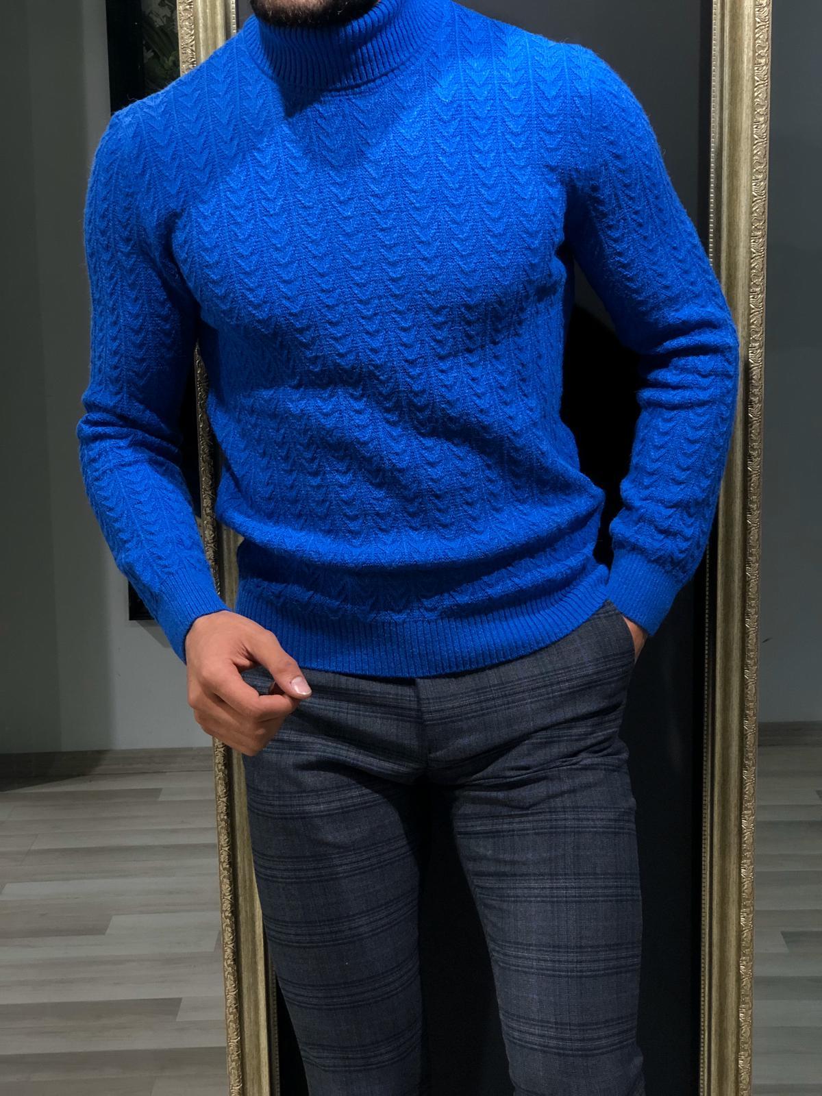 Calvin Slim-Fit Wool Turtleneck Knitwear in Sax