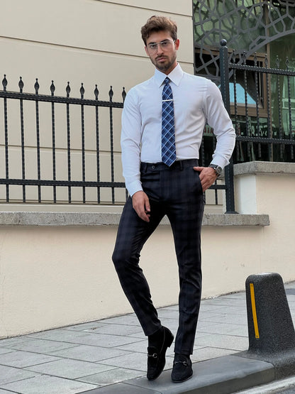 Brabion Milano Slim Fit Pointed Collared White Cotton Shirt