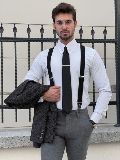 Brabion Milano Slim Fit Metal Buttoned Cotton White Shirt