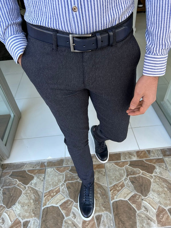 Rockford Navy Blue Slim Fit Cotton Pants