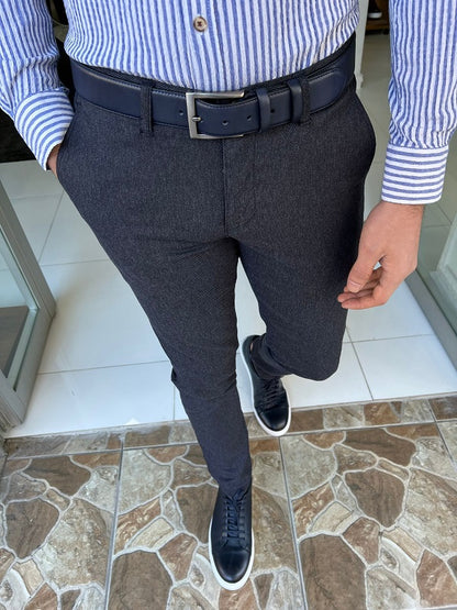 Rockford Navy Blue Slim Fit Cotton Pants