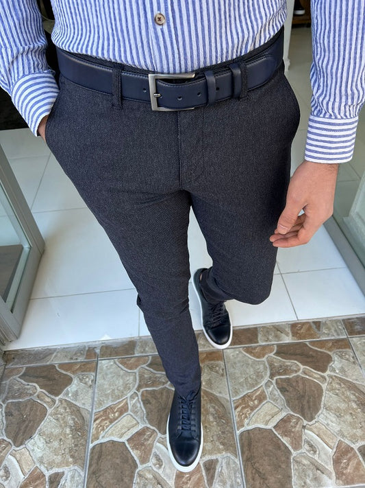 Rockford Navy Blue Slim Fit Cotton Pants