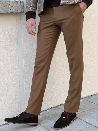 Benjamin Slim Fit High Quality Patterned Camel Pants
