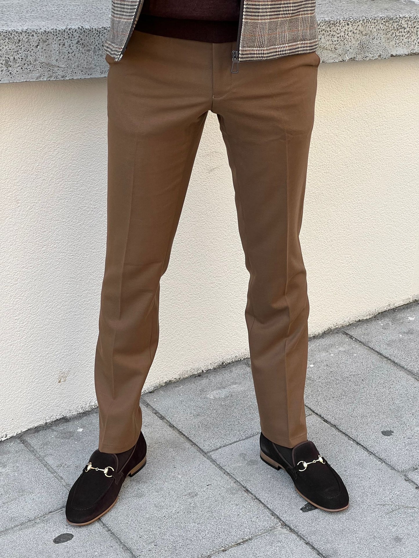Benjamin Slim Fit High Quality Patterned Camel Pants