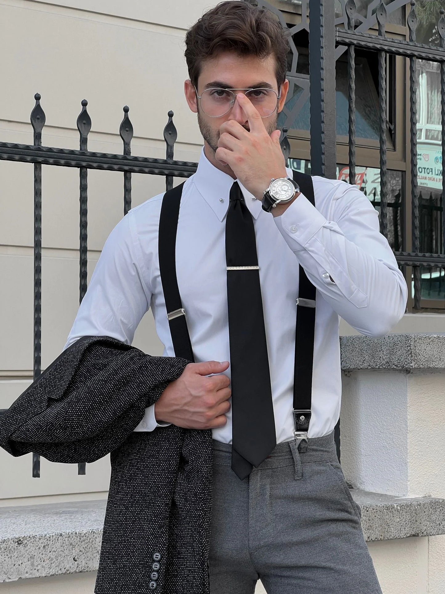 Brabion Milano Slim Fit Metal Buttoned Cotton White Shirt