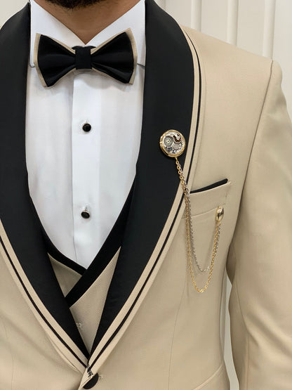 Glendale Beige Slim Fit Shawl Lapel Tuxedo – Elegant Formalwear for Men
