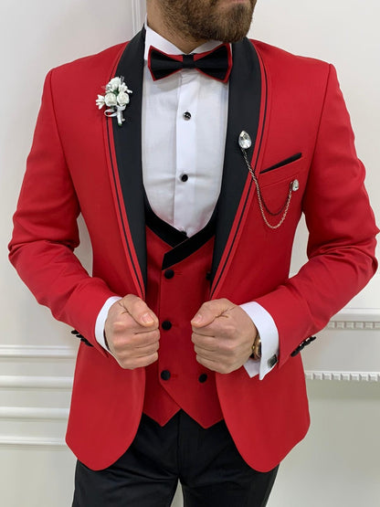 Napoli Red Slim Fit Shawl Lapel Tuxedo
