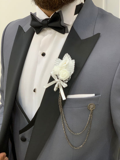 Infinite Gray Slim Fit Peak Lapel Tuxedo