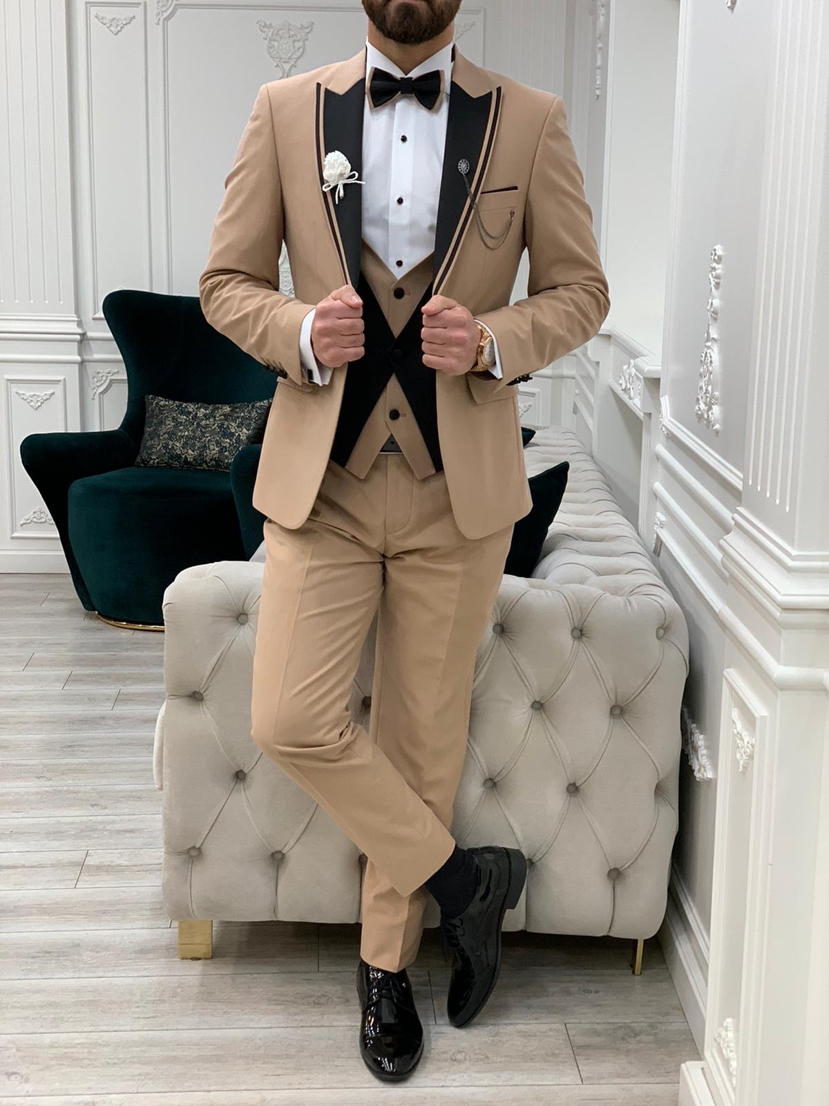 Eden Gold Slim Fit Peak Lapel Tuxedo for Modern Gentlemen